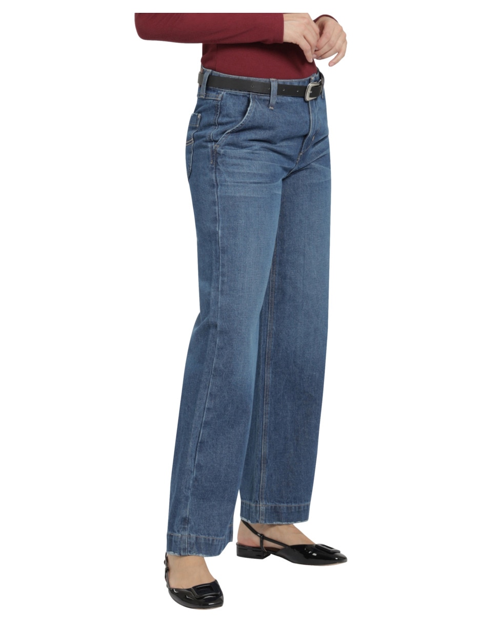 Jeans wode leg 112360472 corte cintura alta para mujer 2