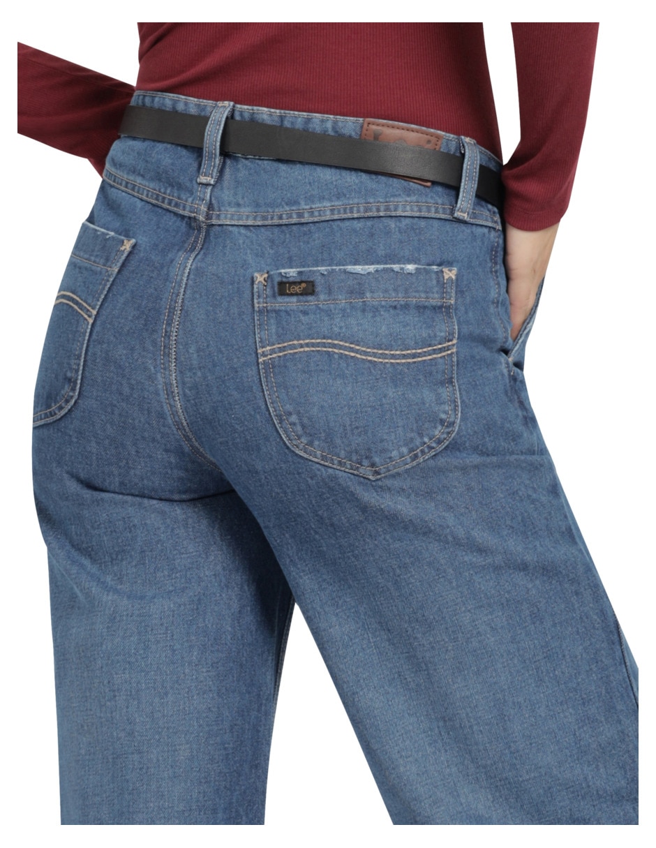 Jeans wode leg 112360472 corte cintura alta para mujer 4