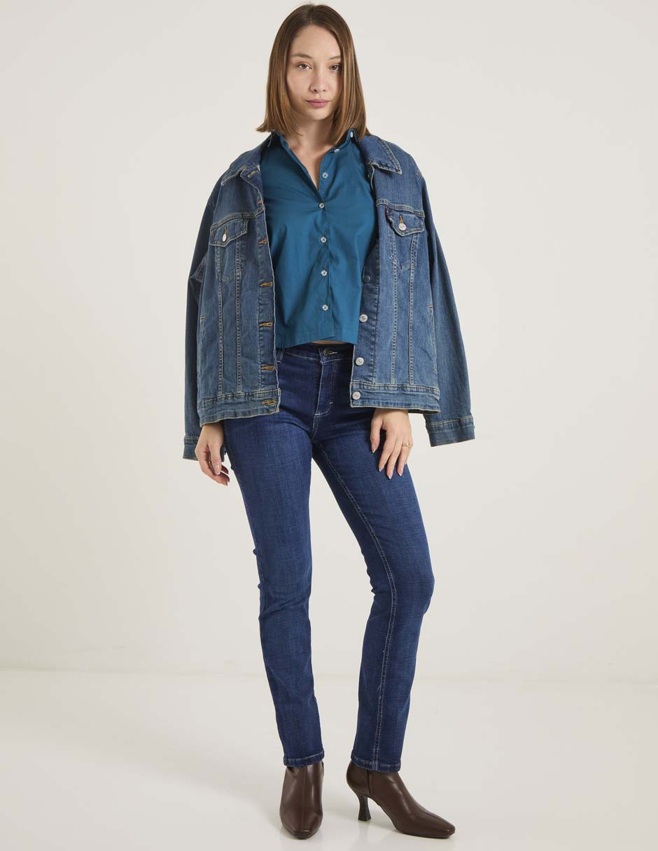 Jeans slim corte cintura alta para mujer 3