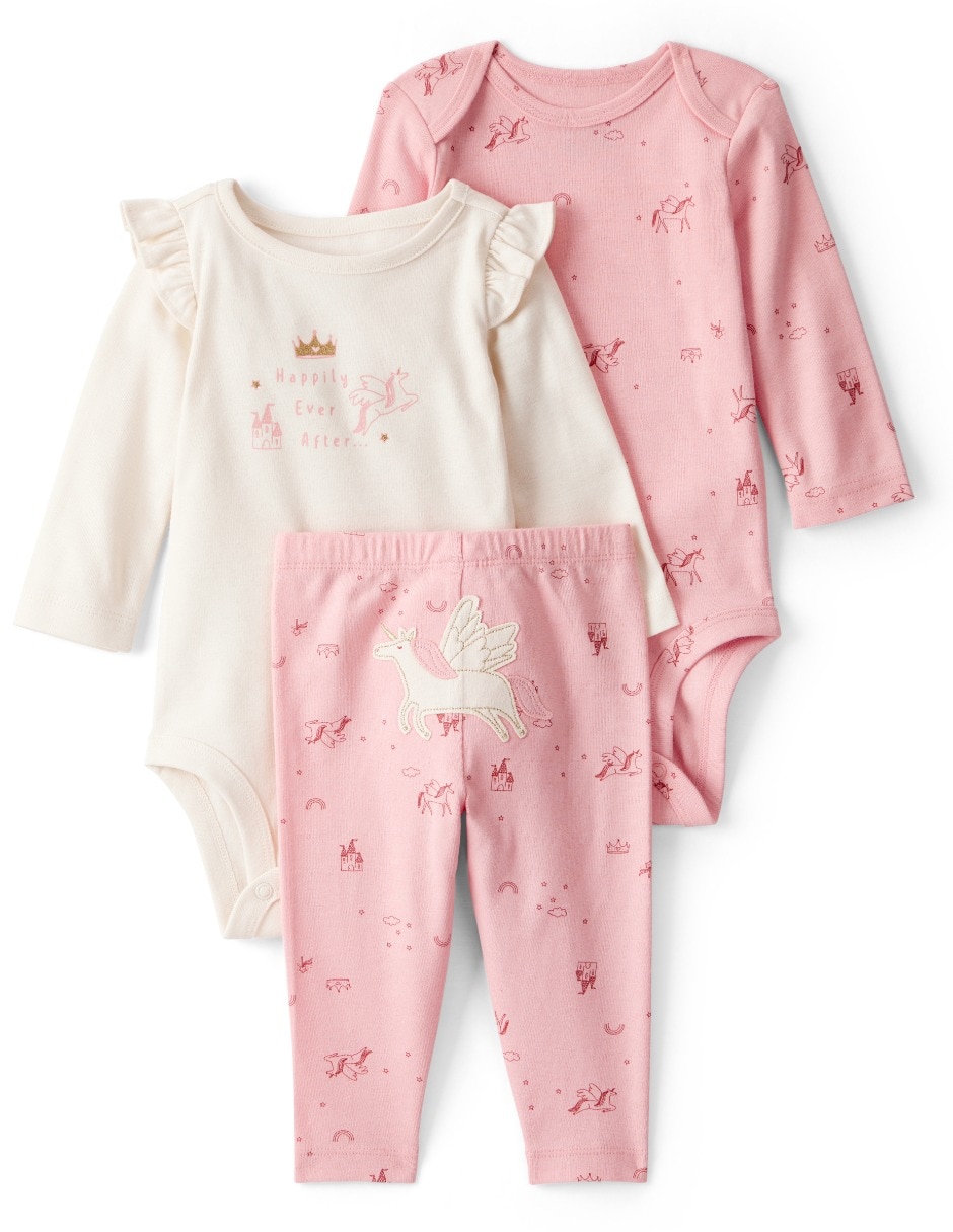 Conjunto de algodón para bebé niña 3 piezas 1