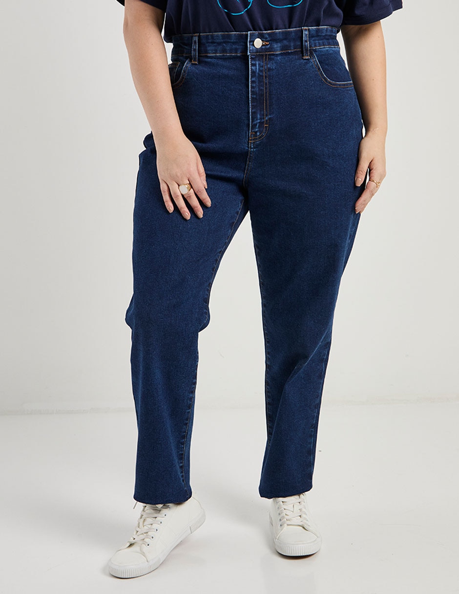 Jeans slim corte a la cintura para mujer 1
