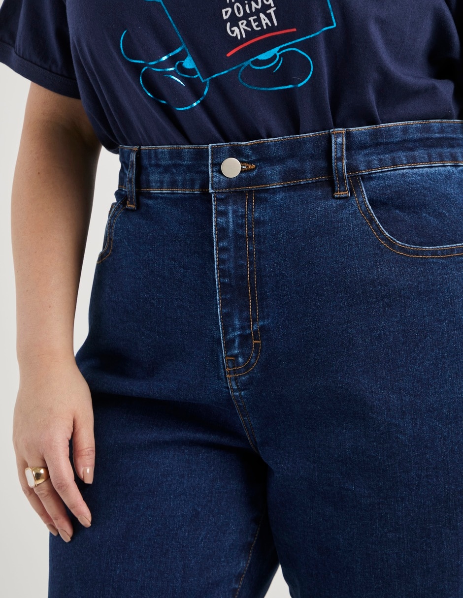 Jeans slim corte a la cintura para mujer 3