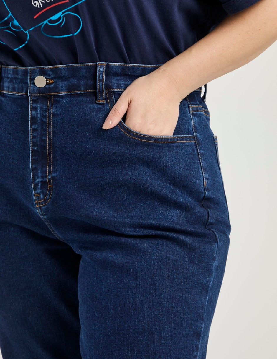 Jeans slim corte a la cintura para mujer 2