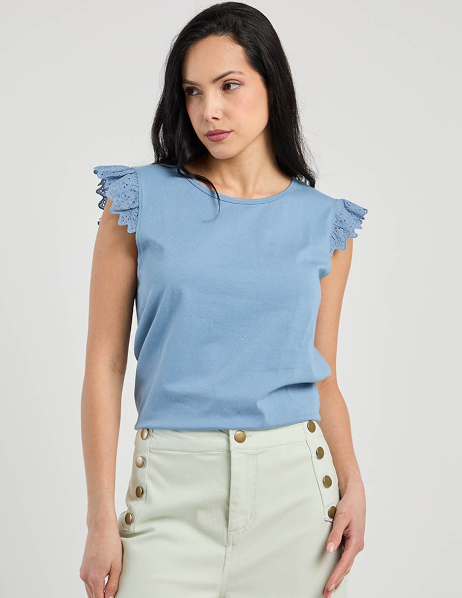 Playera manga corta cuello redondo para mujer