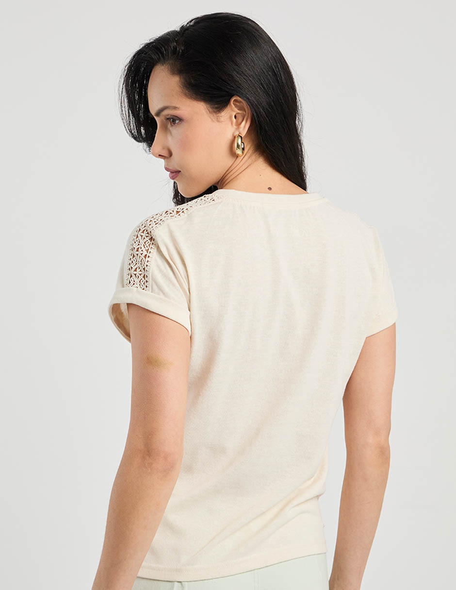 Blusa manga corta Week By Weekend cuello redondo para mujer