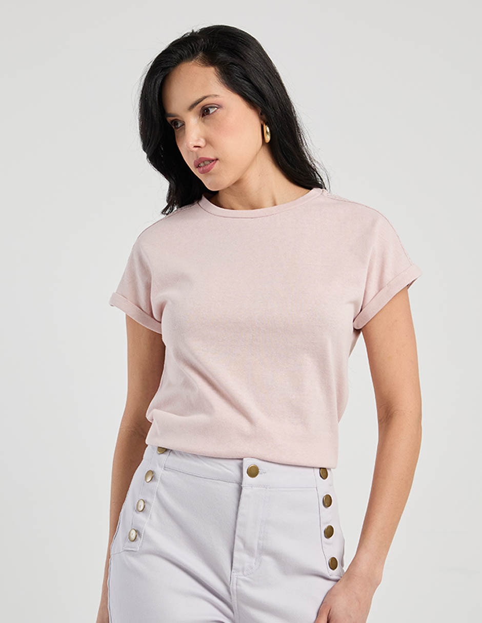 Playera manga corta cuello redondo para mujer Playera manga corta cuello redondo para mujer
