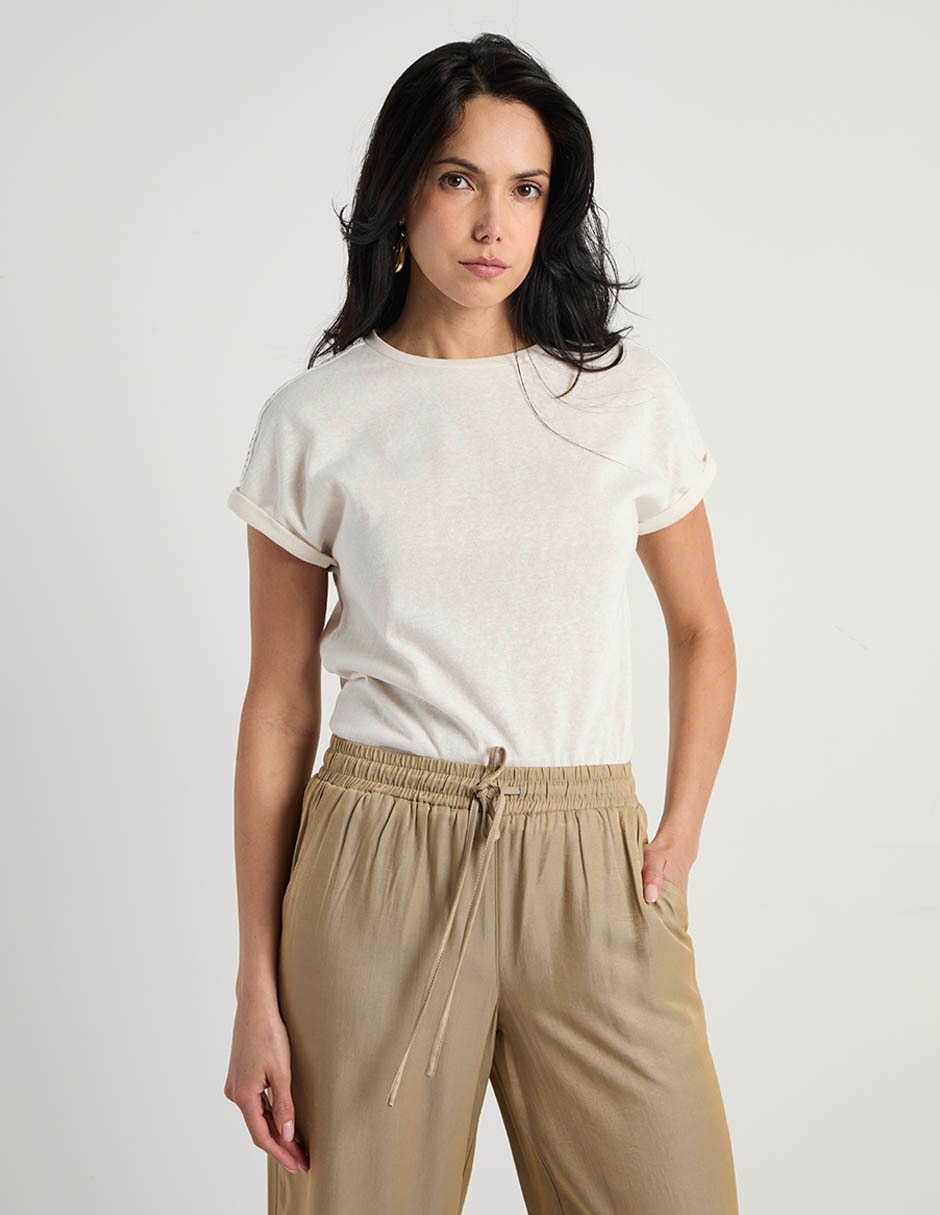 Playera manga corta cuello redondo para mujer Playera manga corta cuello redondo para mujer