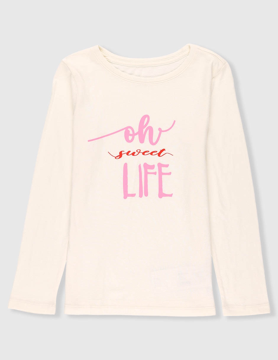 Playera Weekend manga larga para niña