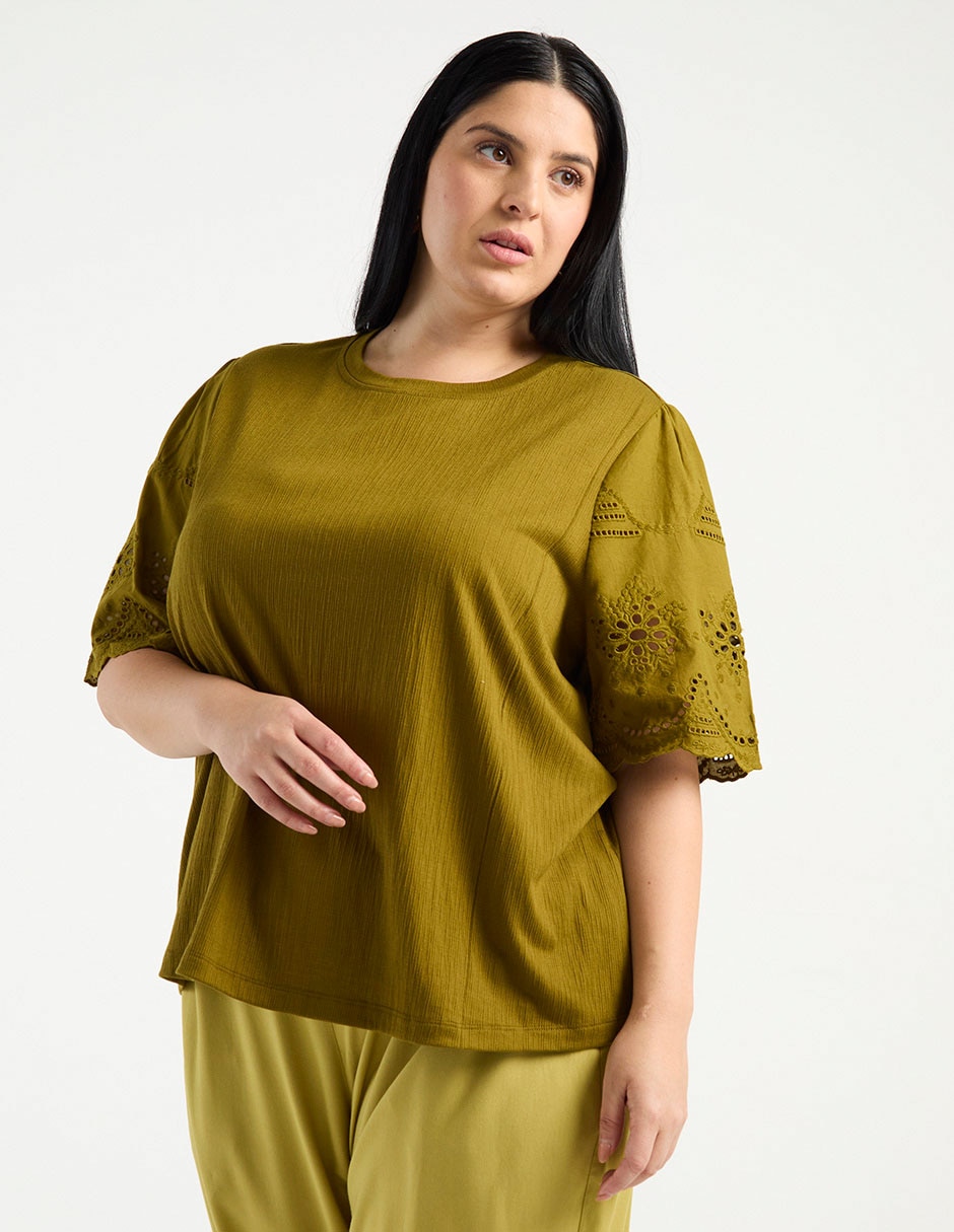 Playera manga corta cuello redondo para mujer Playera manga corta cuello redondo para mujer