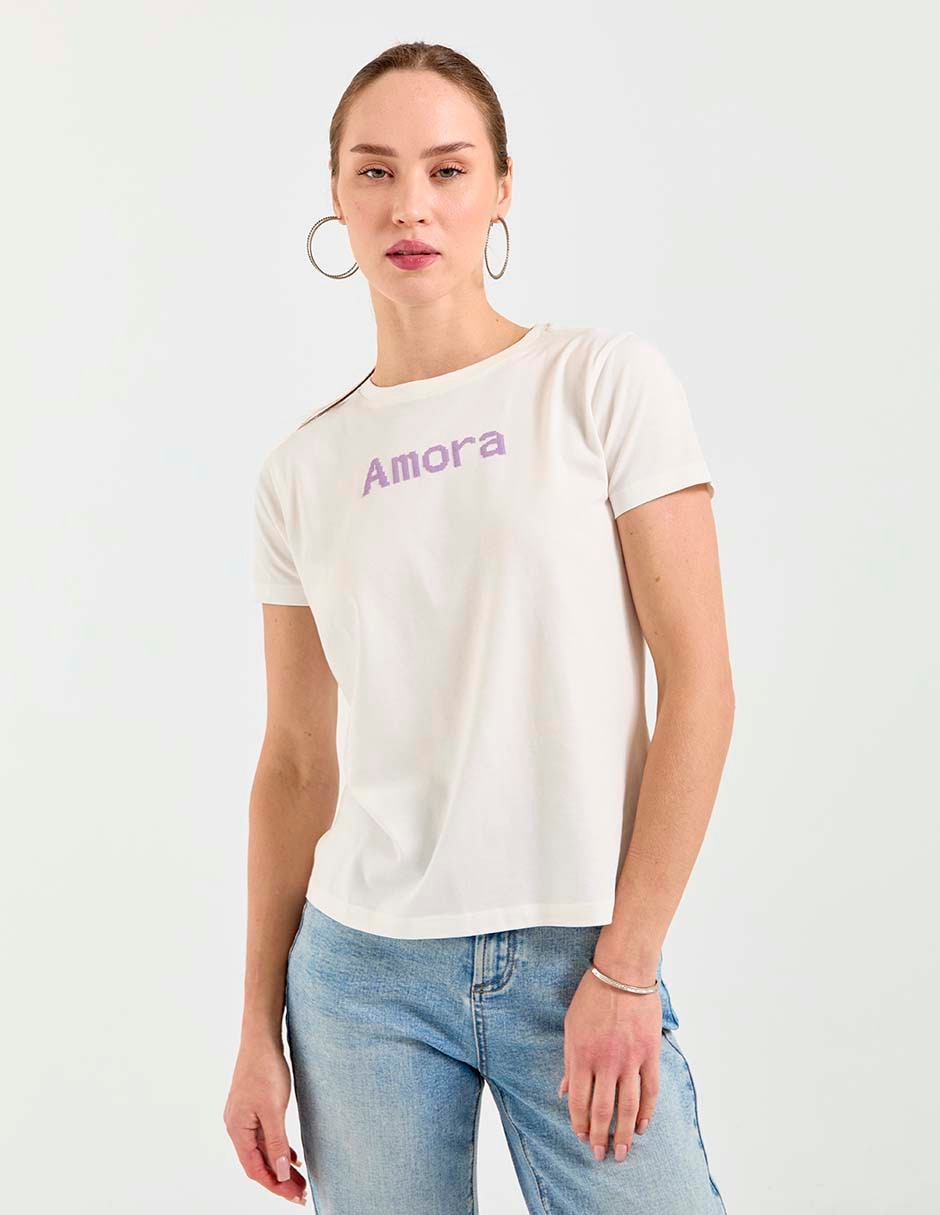 Playera manga corta cuello redondo mujer Playera manga corta cuello redondo mujer