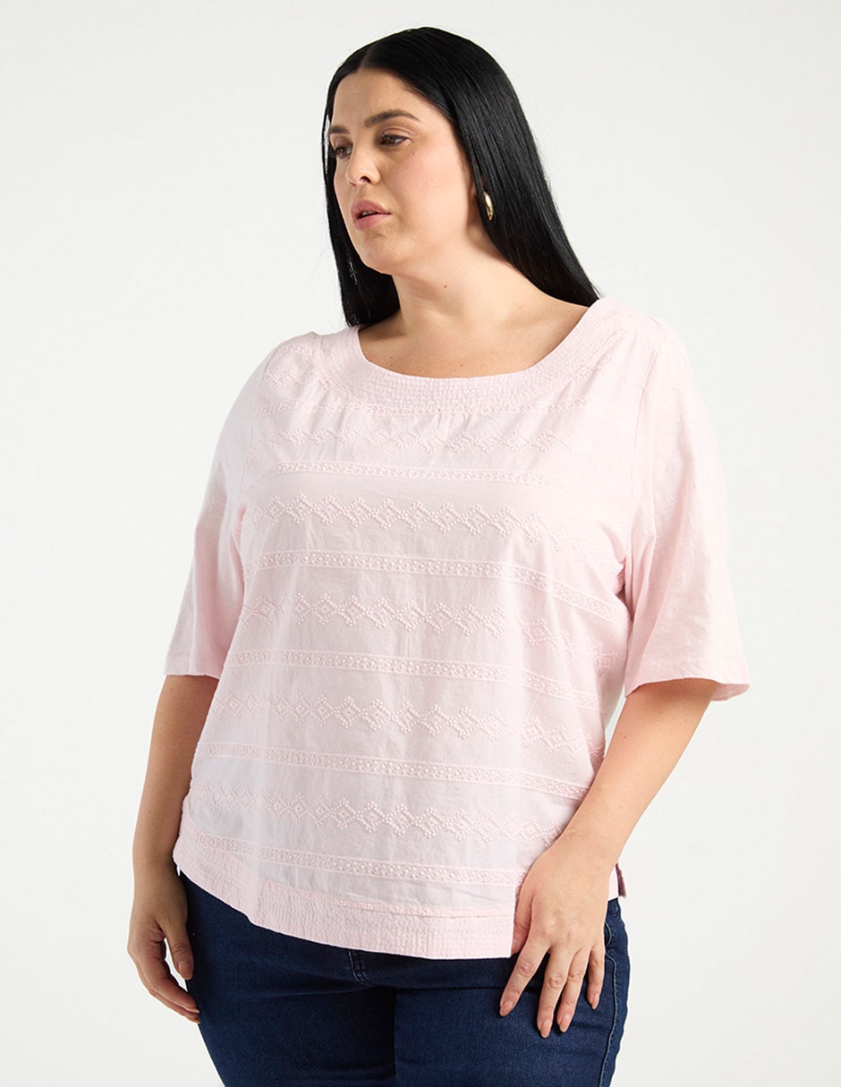 Playera manga corta cuello redondo mujer Playera manga corta cuello redondo mujer