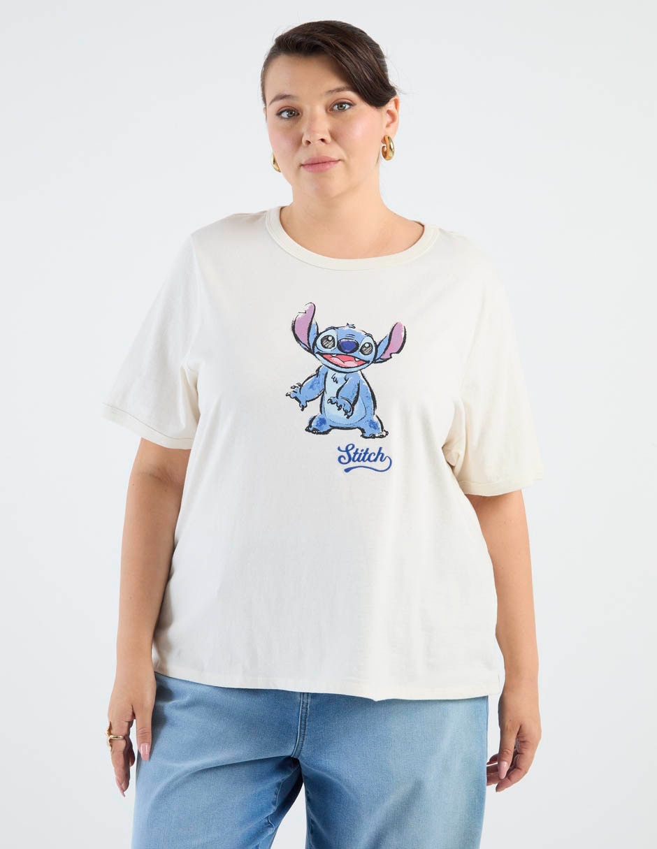 Playera Manga Corta Stitch Cuello Redondo Para Mujer Playera Manga Corta Stitch Cuello Redondo Para Mujer