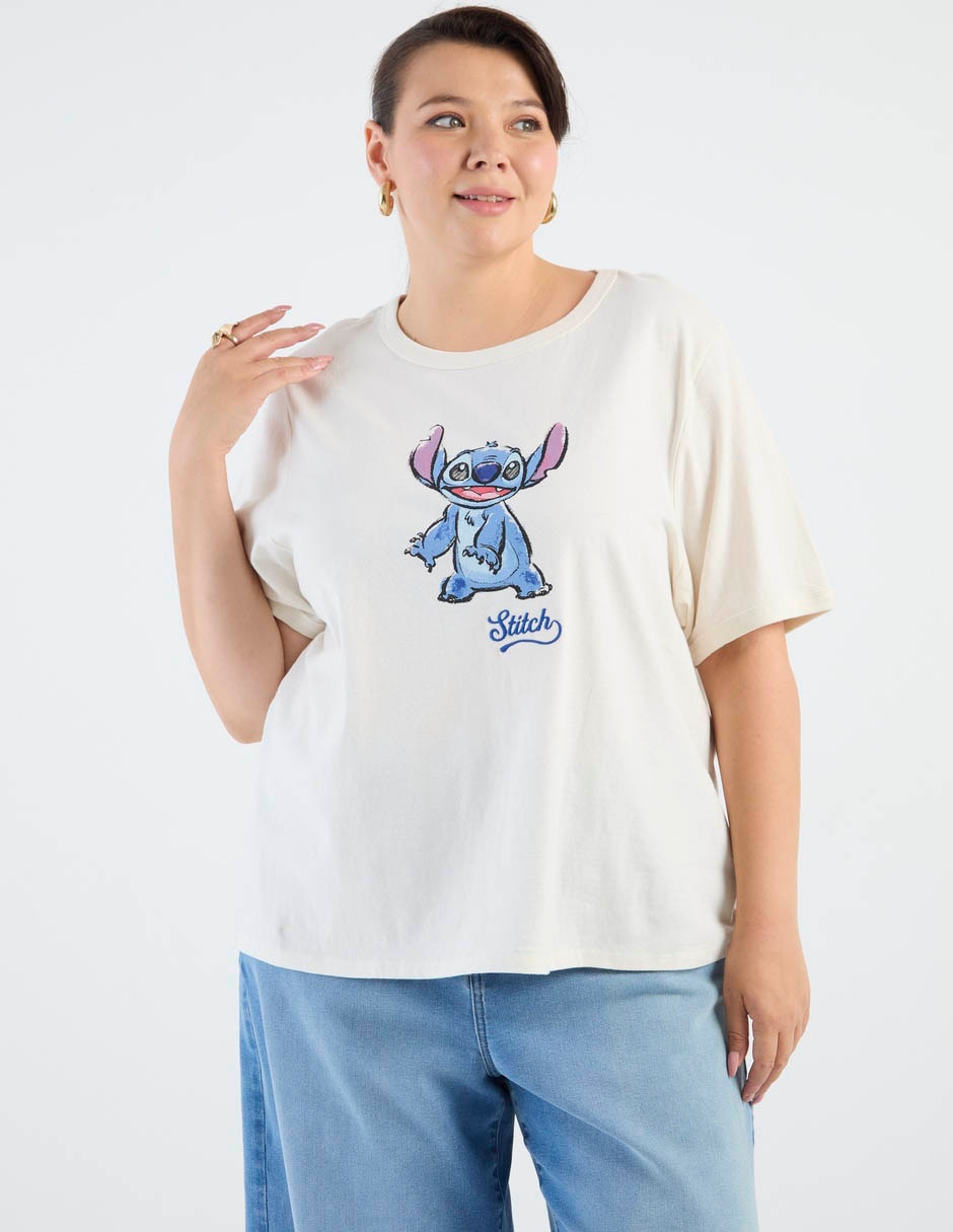 Playera Manga Corta Disney Dtr Stitch Cuello Redondo Para Mujer