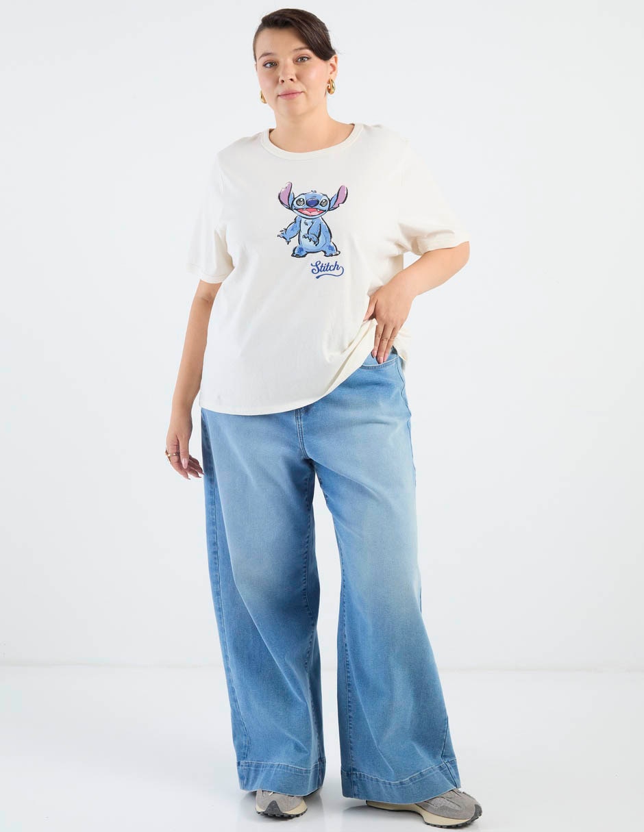 Playera Manga Corta Disney Dtr Stitch Cuello Redondo Para Mujer