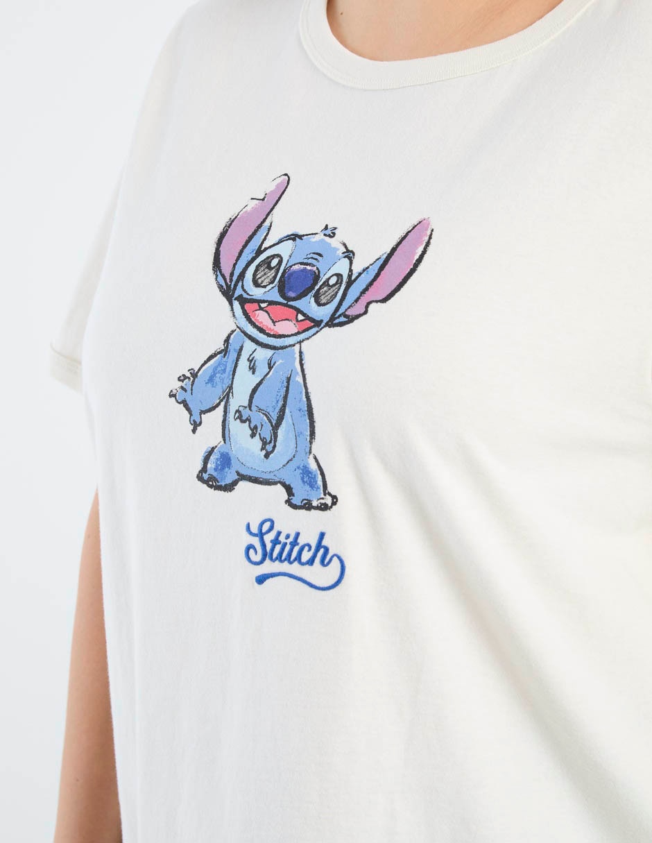 Playera Manga Corta Disney Dtr Stitch Cuello Redondo Para Mujer
