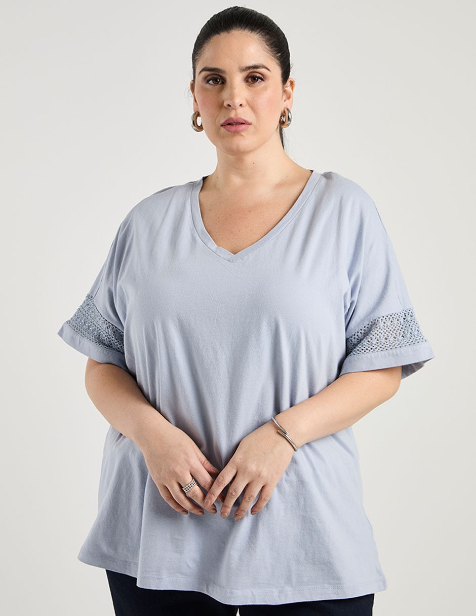 Blusa manga al codo Weekend Plus cuello v para mujer