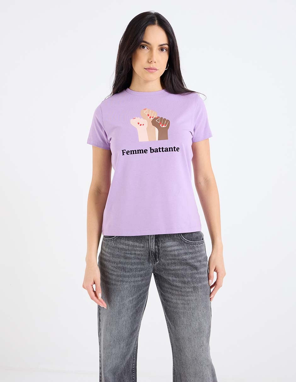 Playera manga corta cuello redondo para mujer 1