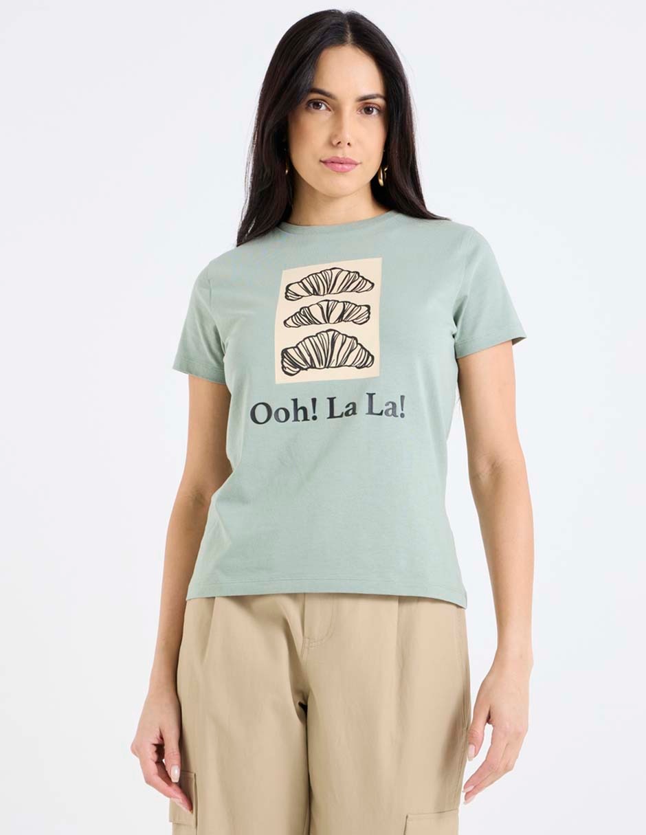 Playera manga corta cuello redondo para mujer Playera manga corta cuello redondo para mujer