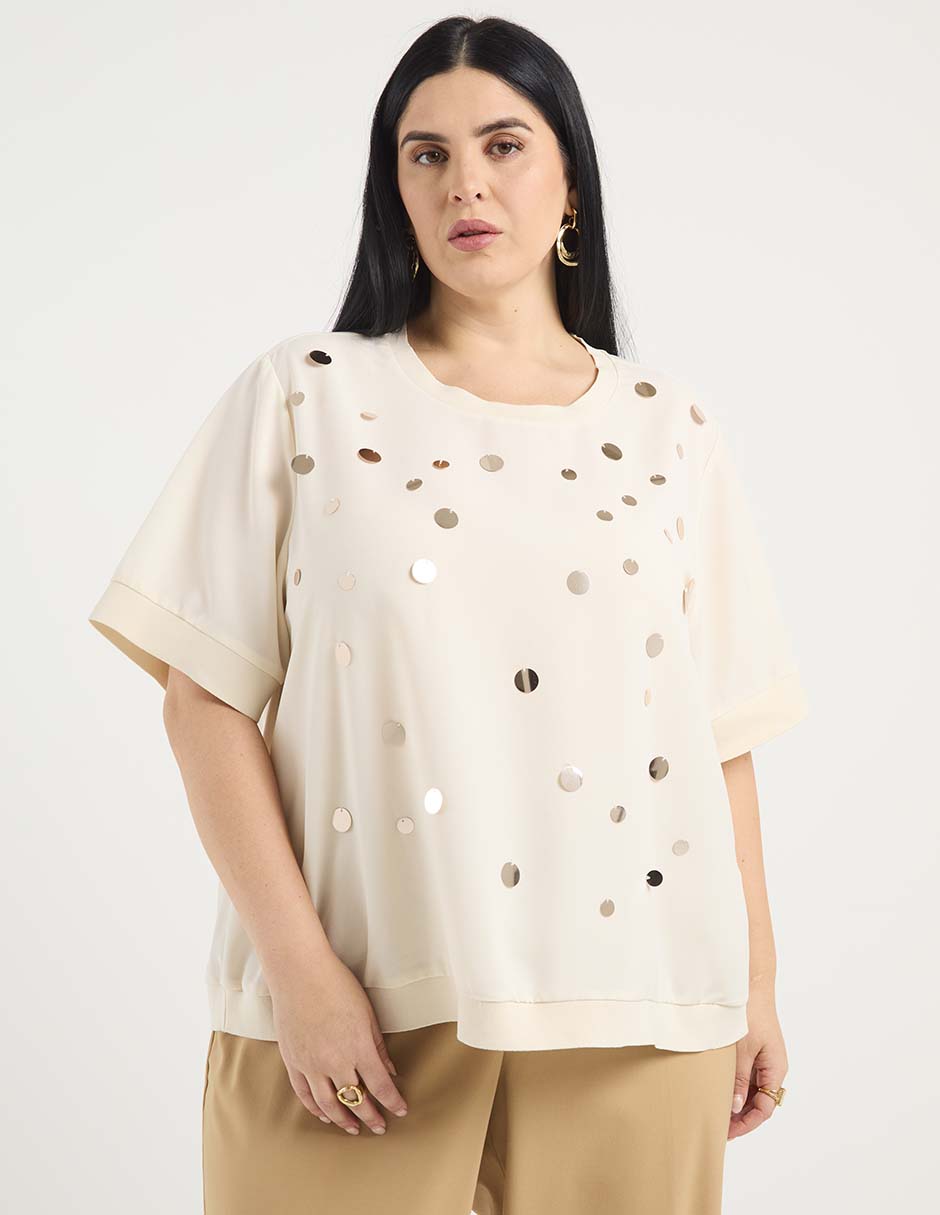 Blusa Contempo Plus manga al codo para mujer