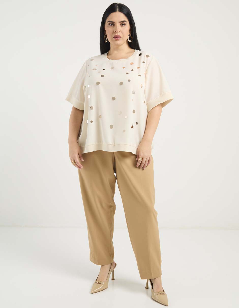 Blusa Contempo Plus manga al codo para mujer
