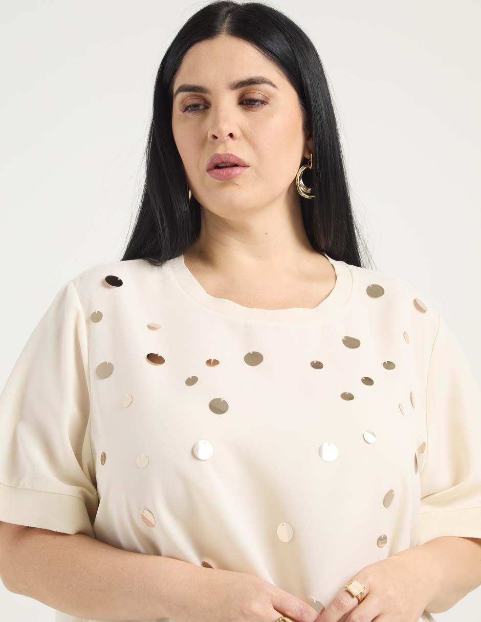 Blusa Contempo Plus manga al codo para mujer