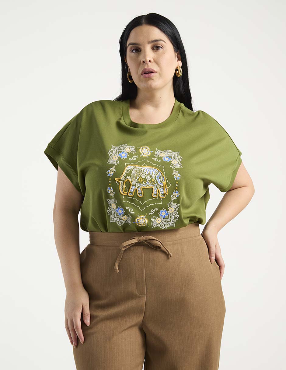 Playera manga corta cuello redondo para mujer Playera manga corta cuello redondo para mujer
