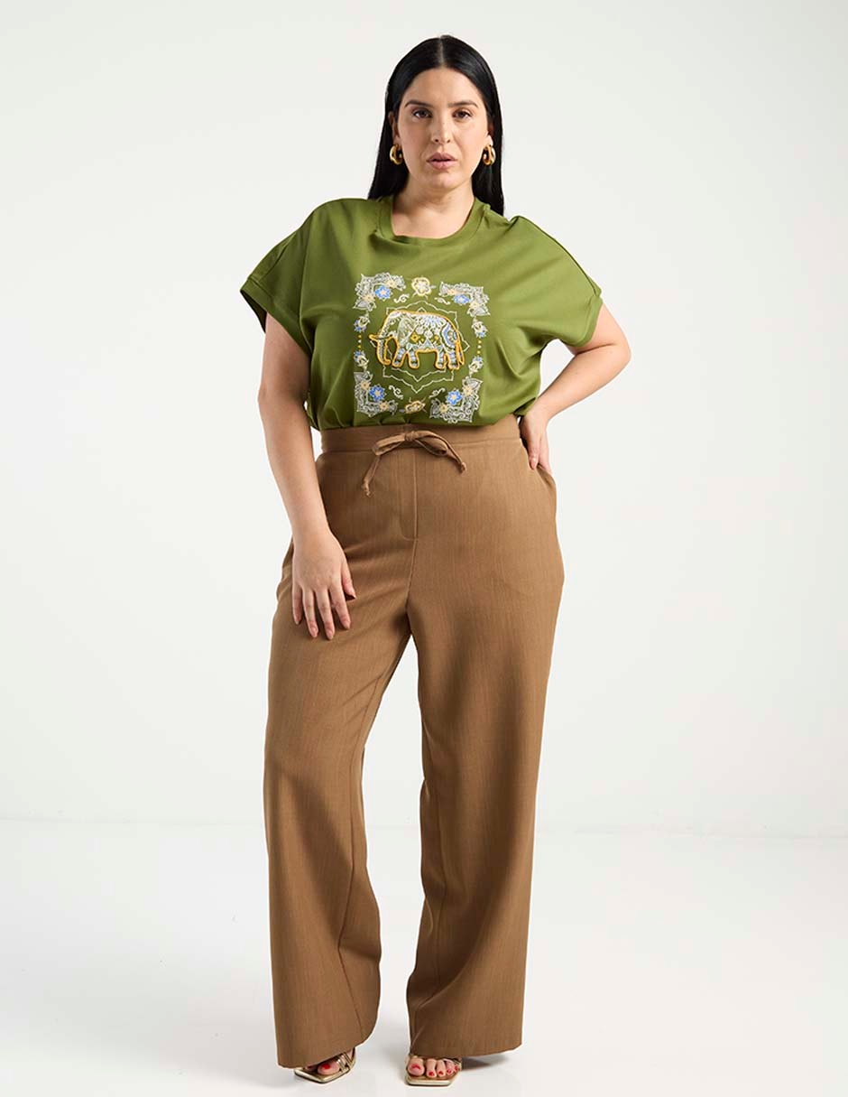 Playera manga corta Contempo Plus cuello redondo para mujer