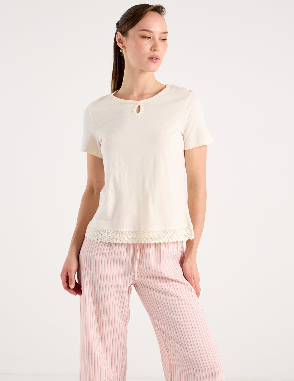 Playera manga corta cuello redondo para mujer Playera manga corta cuello redondo para mujer