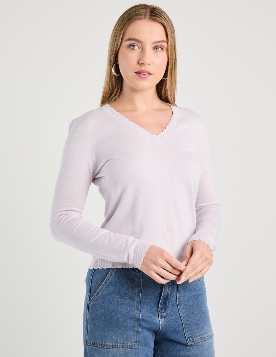 Suéter cuello V para mujer
