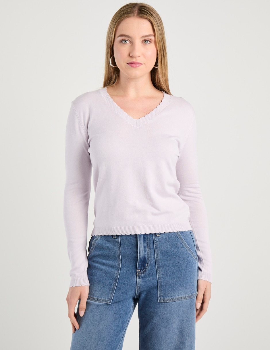 Suéter cuello V para mujer 5