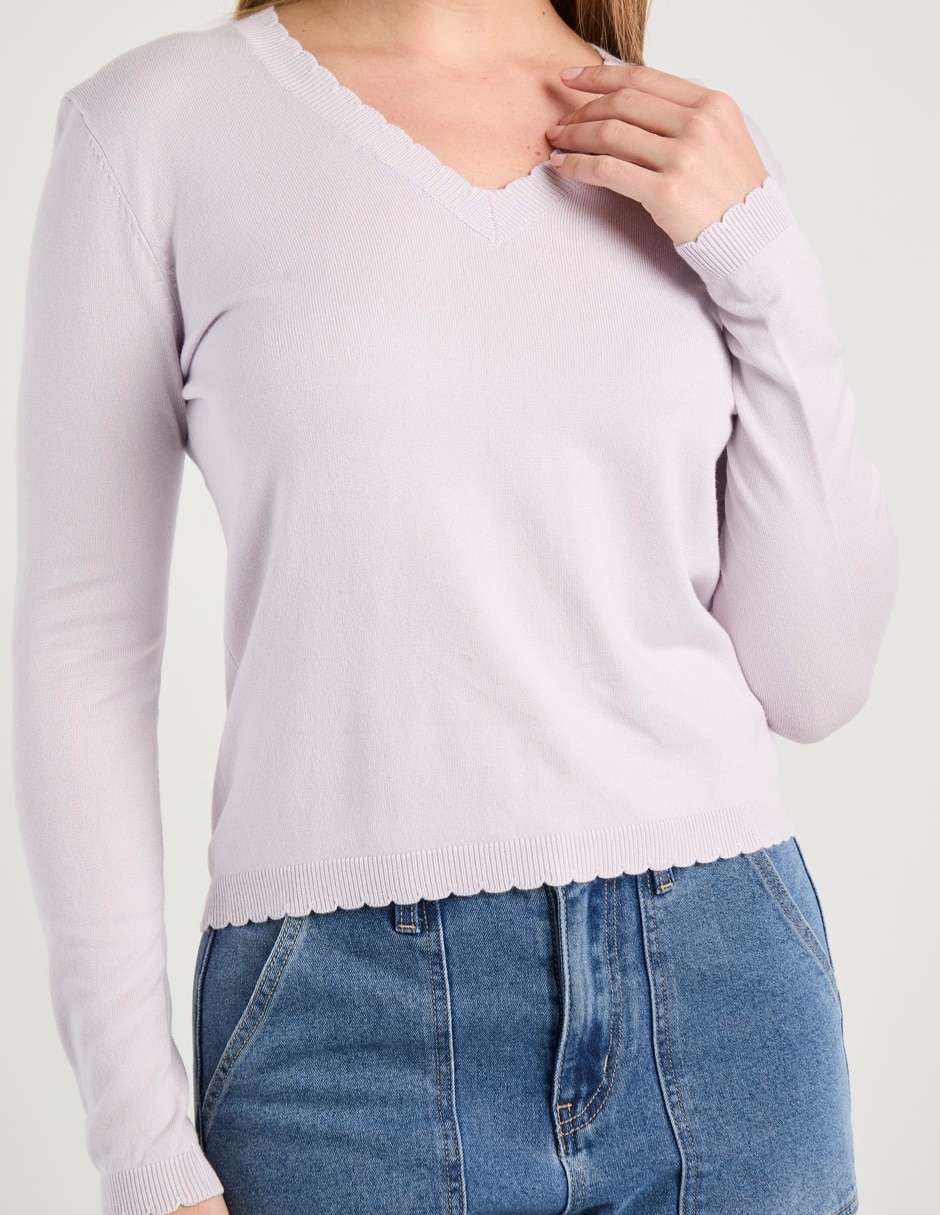 Suéter cuello V para mujer 2