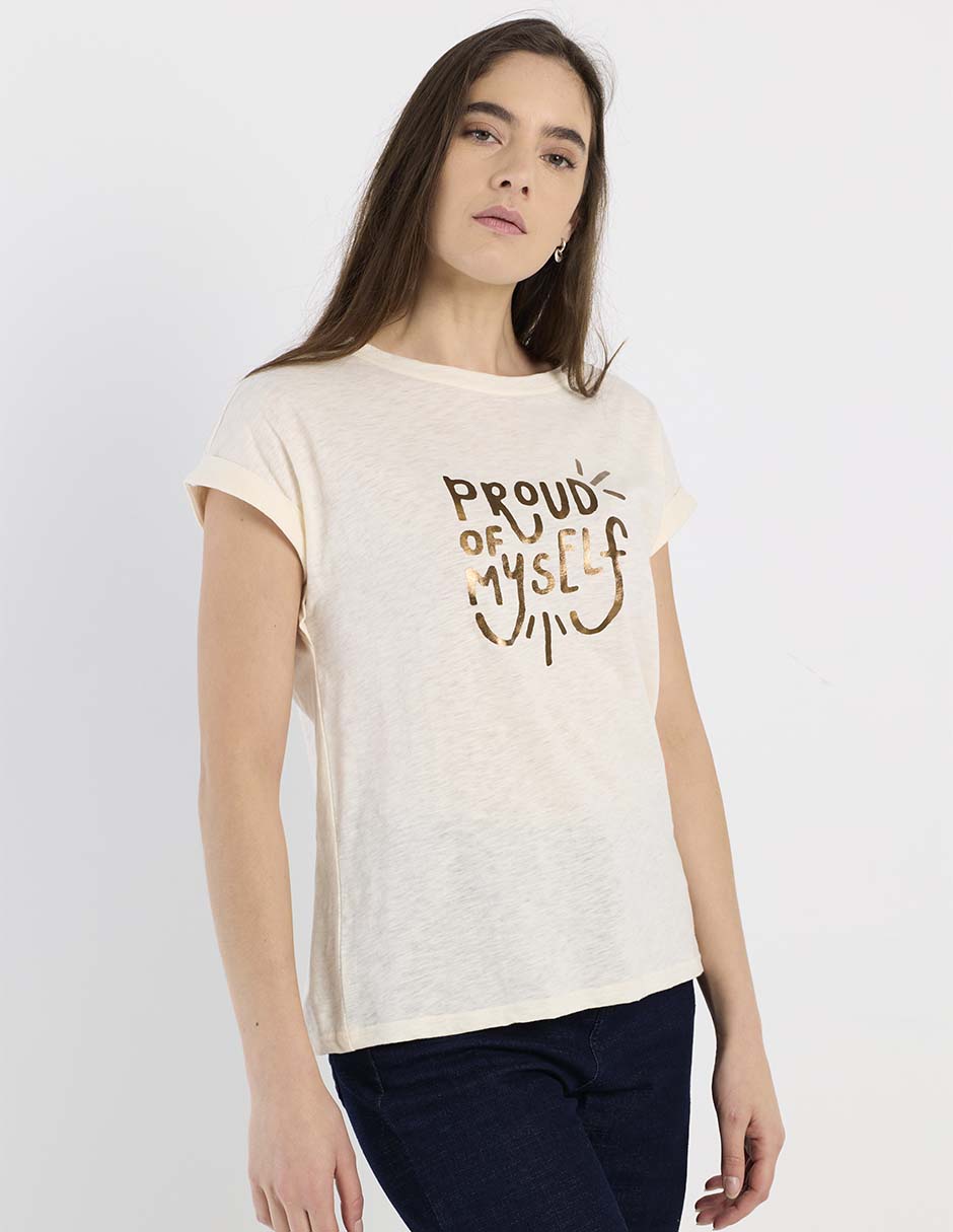 Playera manga corta Week By Weekend cuello redondo para mujer Playera manga corta Week By Weekend cuello redondo para mujer