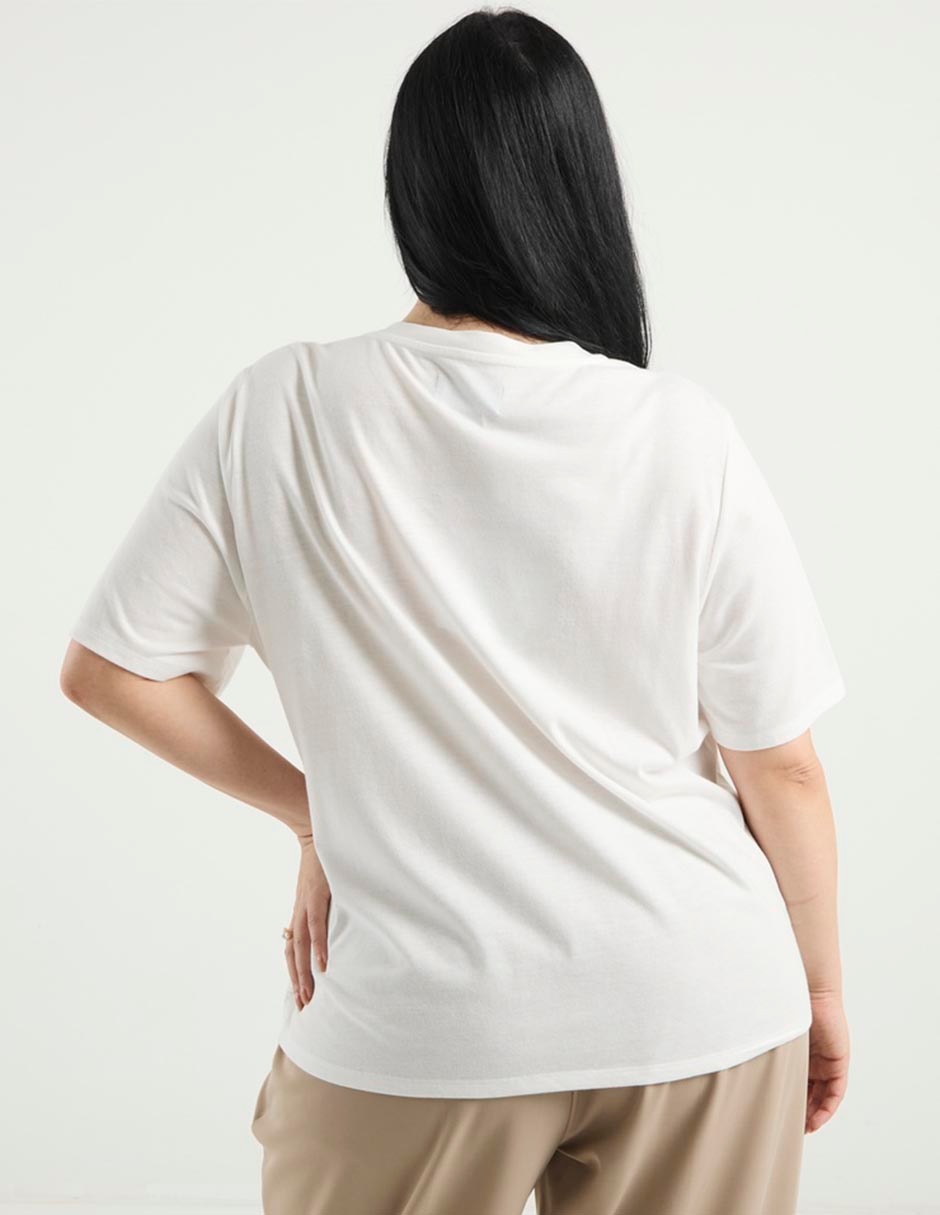 Playera manga al codo Weekend Plus cuello v para mujer
