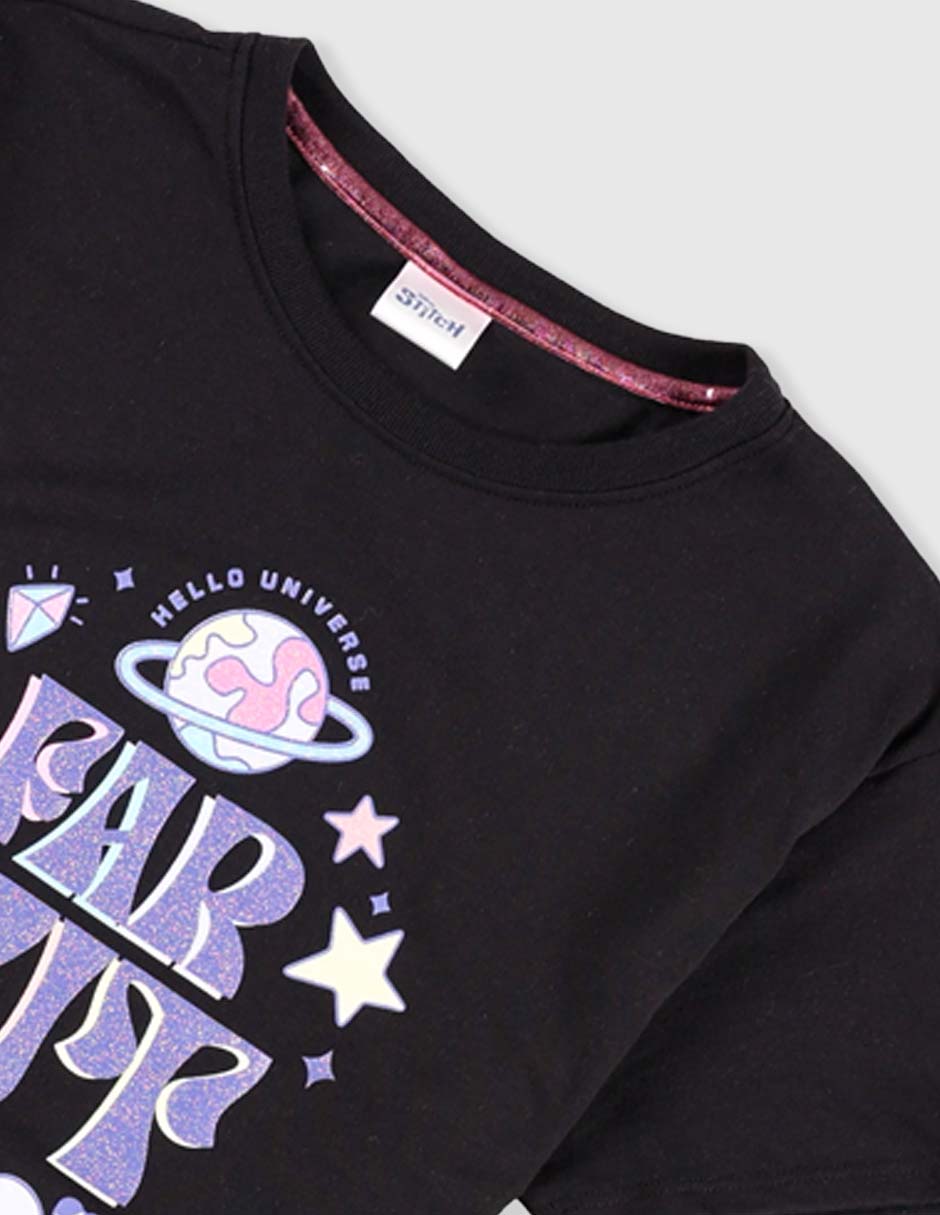 Playera Stitch manga corta para niña