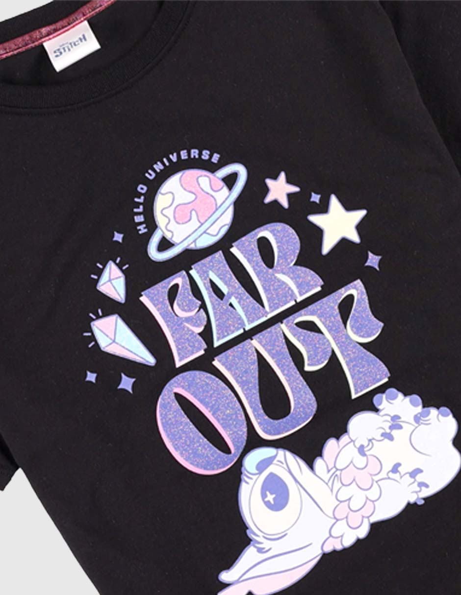 Playera Stitch manga corta para niña