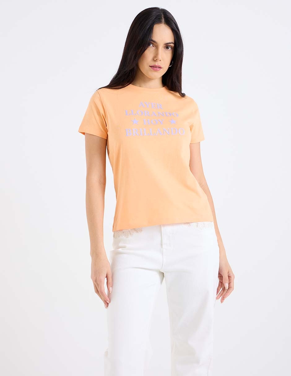 Playera manga corta cuello redondo para mujer Playera manga corta cuello redondo para mujer