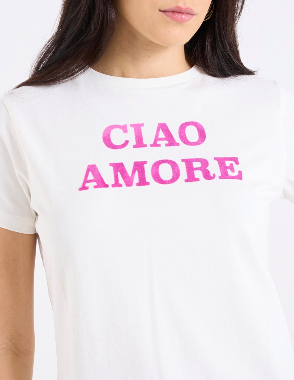 Playera manga corta Metropolis cuello redondo para mujer
