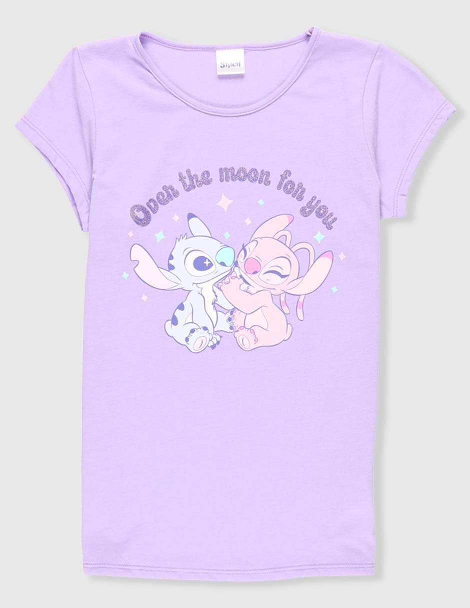 Playera Stitch y Ángel manga corta para niña