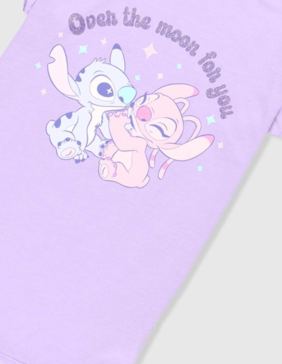 Playera Stitch y Ángel manga corta para niña