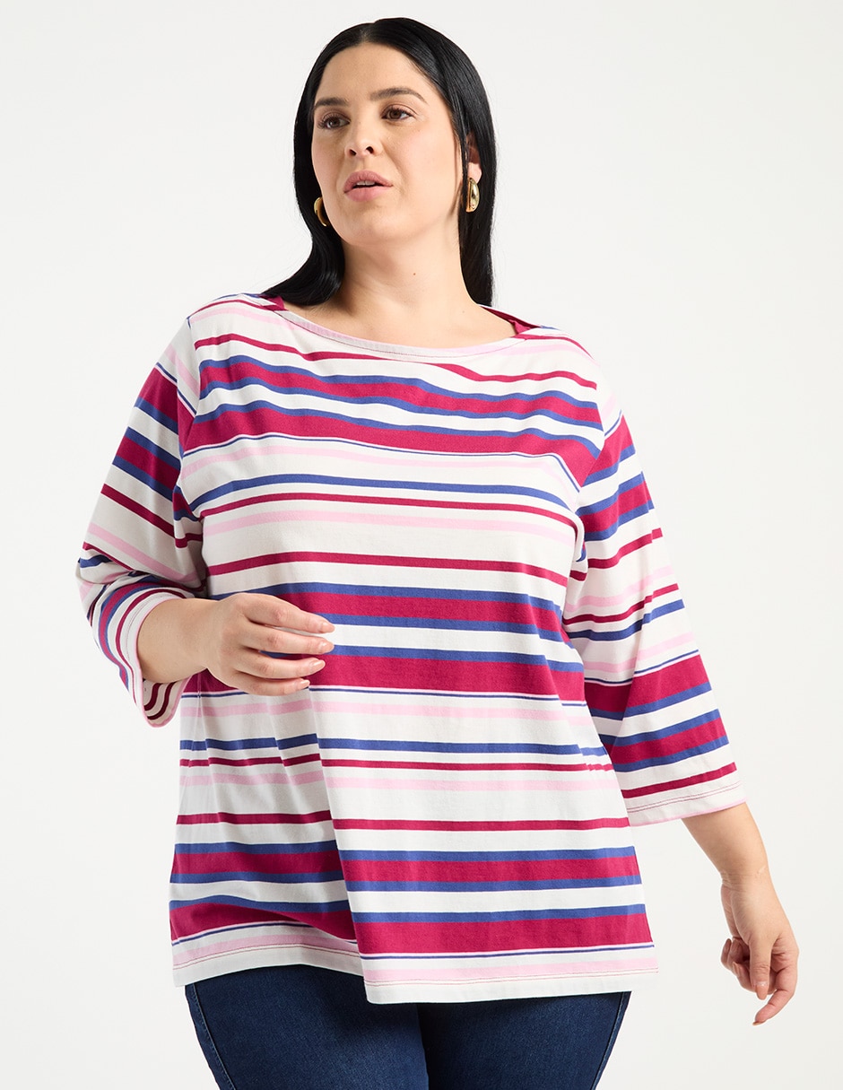 Playera manga 3/4 Weekend Plus cuello redondo para mujer