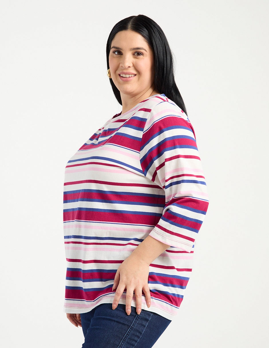 Playera manga 3/4 Weekend Plus cuello redondo para mujer