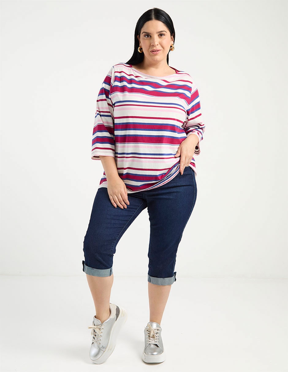 Playera manga 3/4 Weekend Plus cuello redondo para mujer