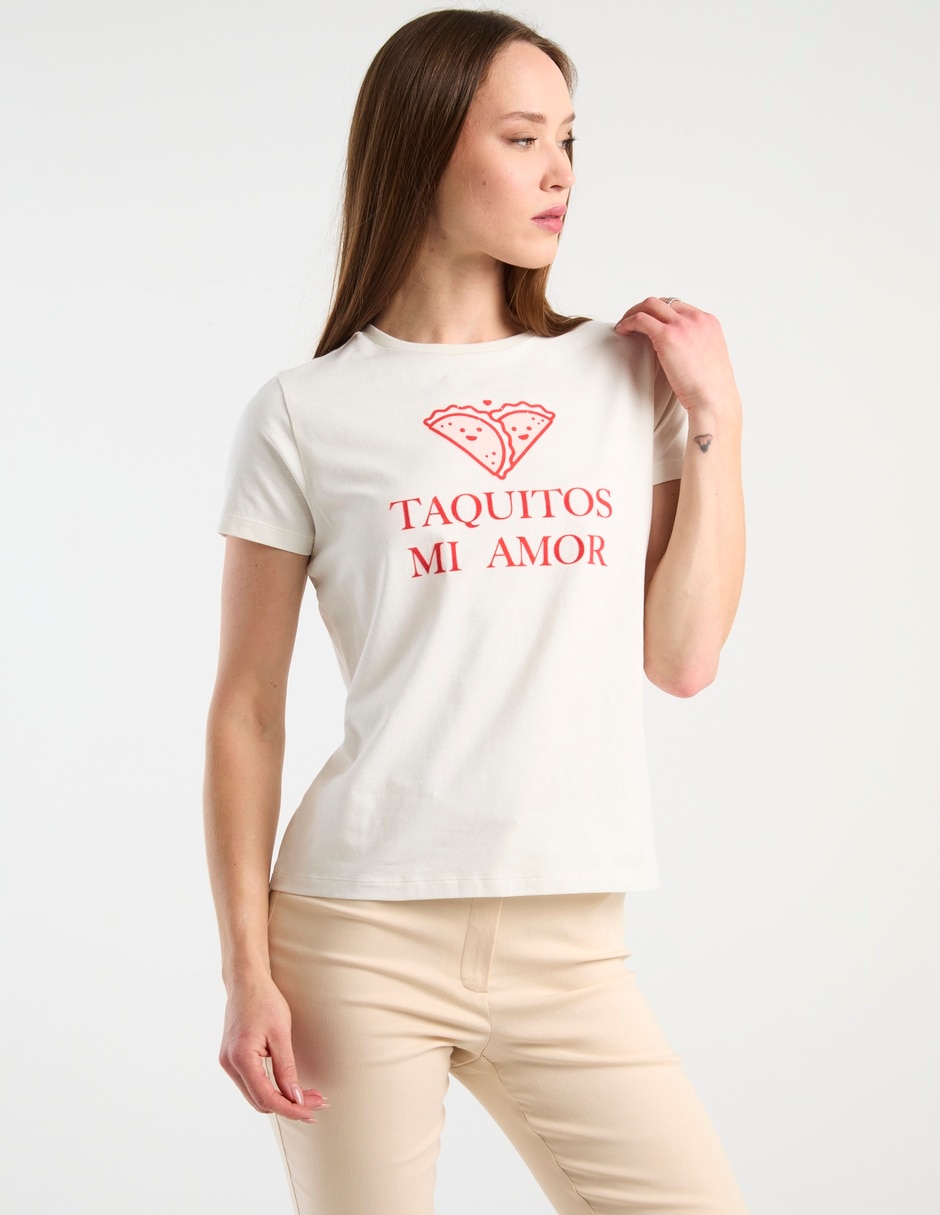 Playera manga corta cuello redondo para mujer Playera manga corta cuello redondo para mujer