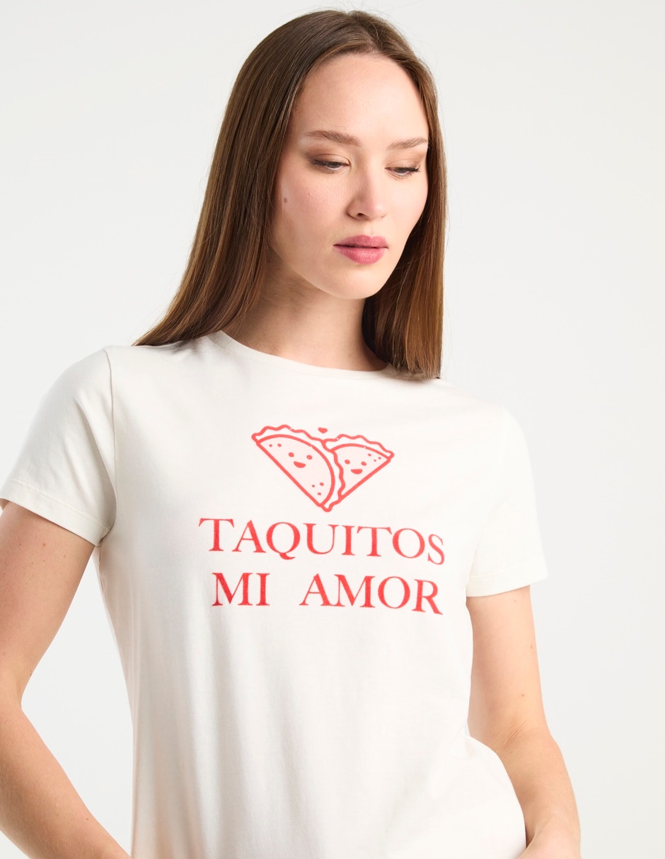 Playera manga corta Metropolis cuello redondo para mujer
