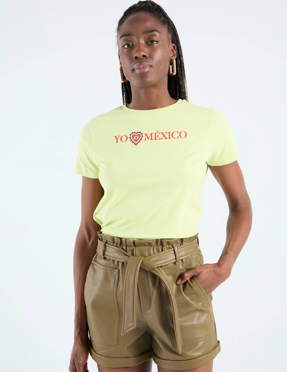 Playera manga corta cuello redondo para mujer Playera manga corta cuello redondo para mujer