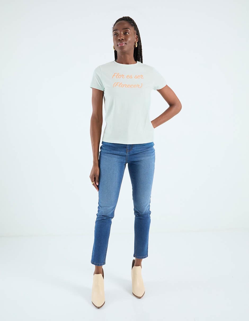 Playera manga corta Metropolis cuello redondo para mujer