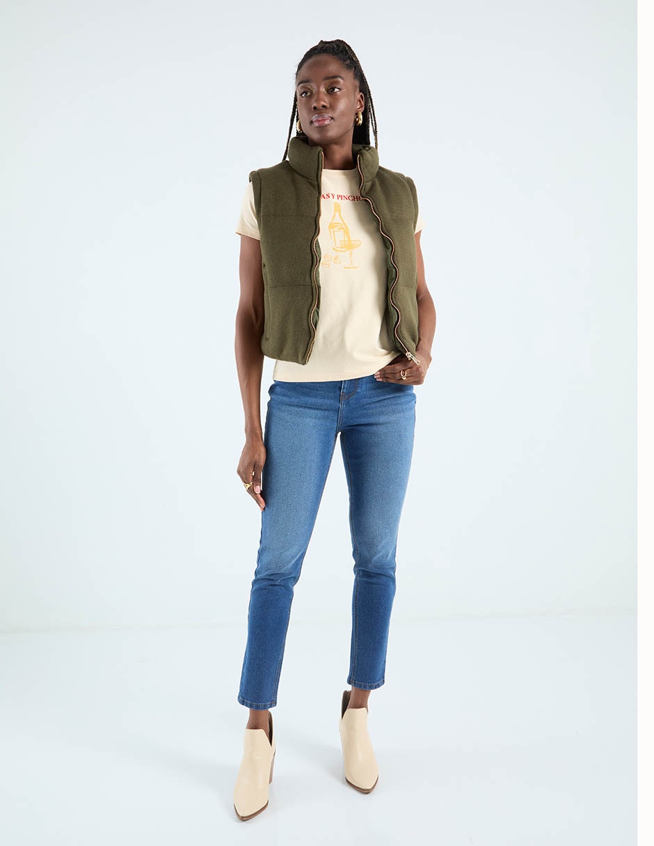 Playera manga corta Metropolis cuello redondo para mujer