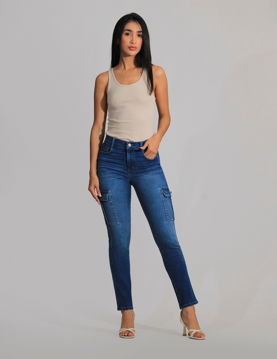 Jeans cargo slim para mujer 2
