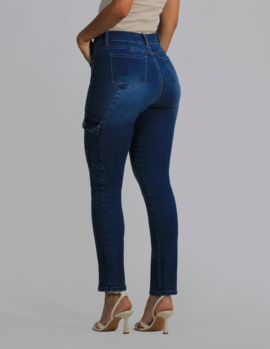 Jeans cargo slim para mujer
