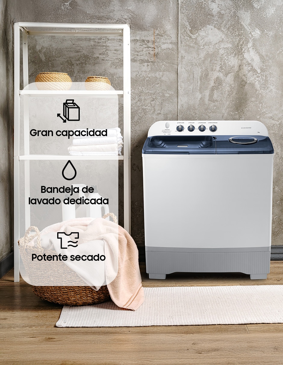 Lavadora Samsung 18 kg semiautomática carga superior wt18k5200mb/ax